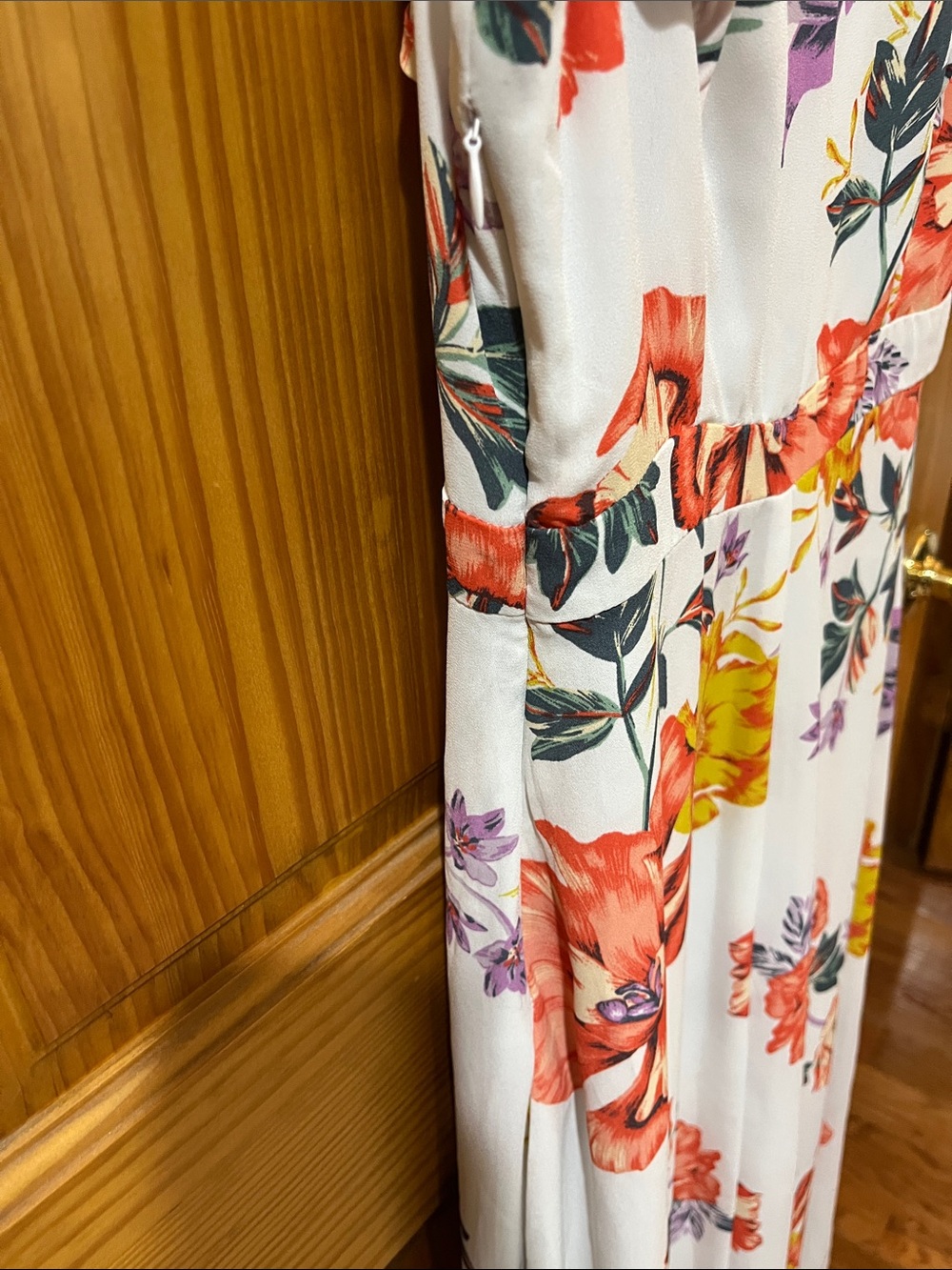 june & hudson White Floral Wrap Maxi Dress with Yellow, Orange & Purple Blooms - Picture 5 of 5